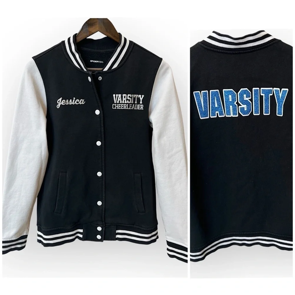 Sport-Tek Varsity Cheerleading jacket, cotton blend, snap closure, sz S